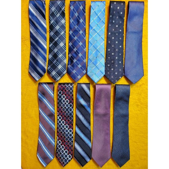 11 pc MICHAEL KORS ~MENS SILK DRESS TIE WARDROBE ~STRIPES GEOMETRICS PLAID ~ 59" - Picture 1 of 7